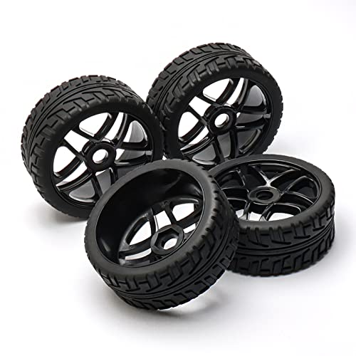 Jiuwu 4pcs Wheel Rim Rubber Tires RC 18 OffRoad Tyre 17mm Hexagonal Joint Black - Image 1