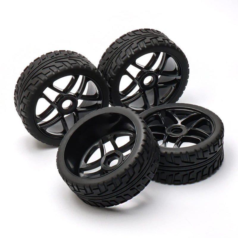 Jiuwu 4pcs Wheel Rim Rubber Tires RC 18 OffRoad Tyre 17mm Hexagonal Joint Black - Image 4