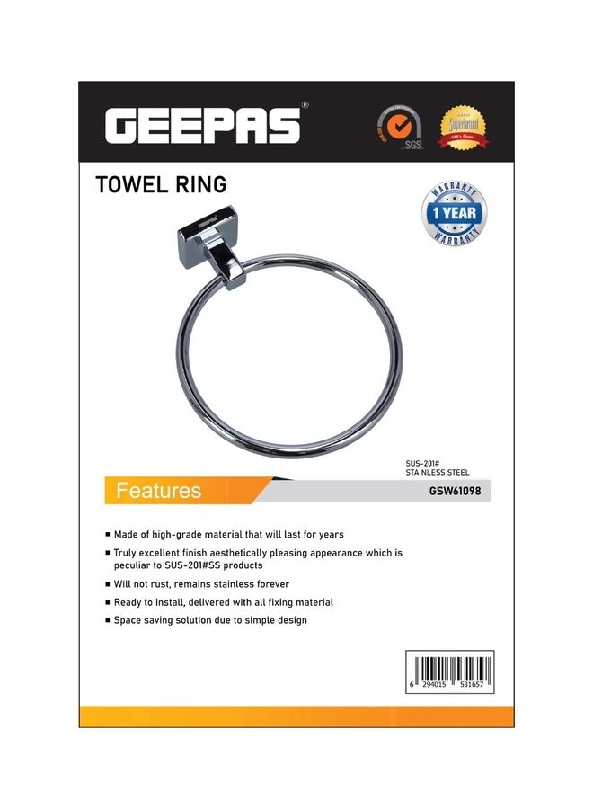 GEEPAS Towel Ring Silver 10cm - Image 2