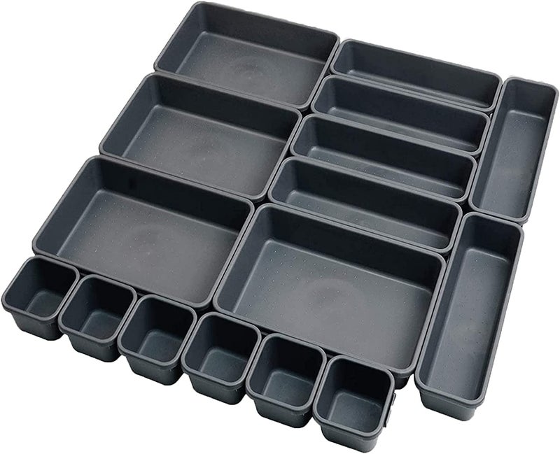 VOXMIX 16Piece Interlocking Bin Pack Granite VALUE COLLECTION Customizable MultiPurpose Storage Durable Easy to Clean Black - Image 1