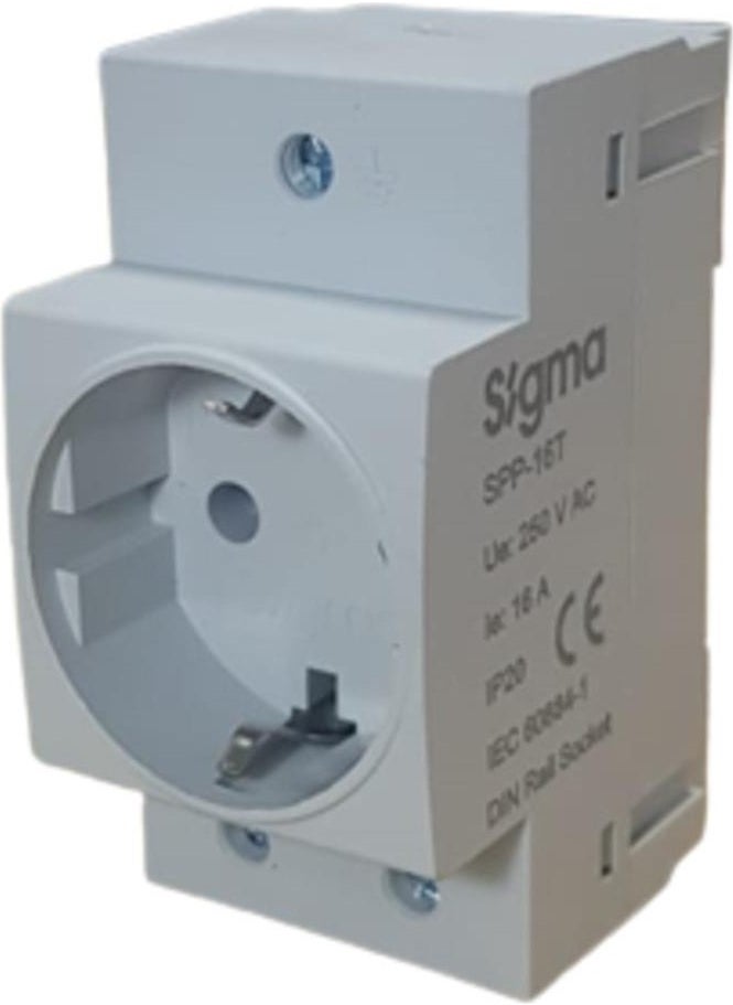 SIGMA - 16A 230V Rail Type Grounded Panel Socket - Image 1