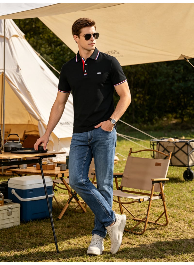 BOSS Unisex Short Sleeve Polo Shirt Casual Everyday Wear Black - Image 3