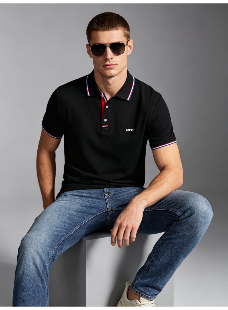 BOSS Unisex Short Sleeve Polo Shirt Casual Everyday Wear Black - Image 1
