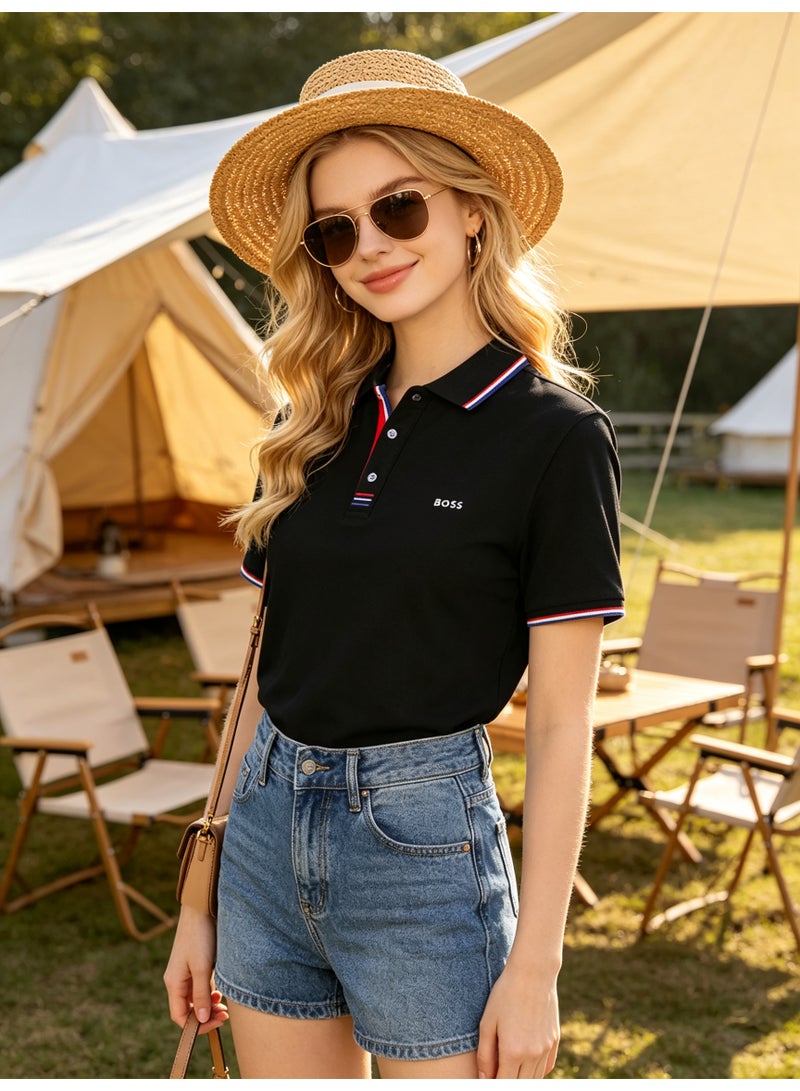 BOSS Unisex Short Sleeve Polo Shirt Casual Everyday Wear Black - Image 2