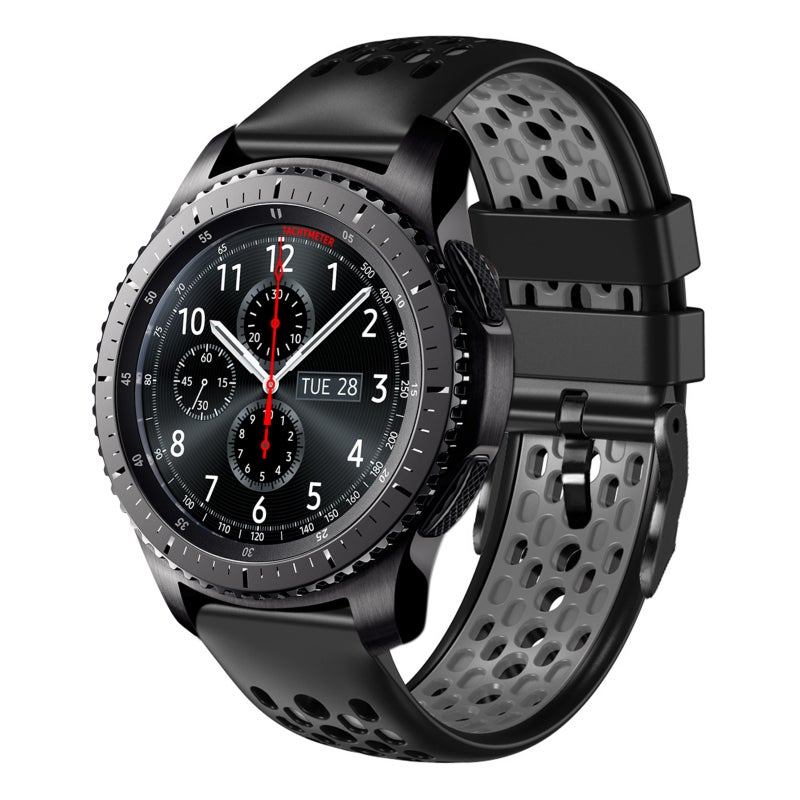 For Samsung Gear S3 Frontier 22Mm Two-Color Breathable Silicone Watch Band(Black+Grey) - Image 1