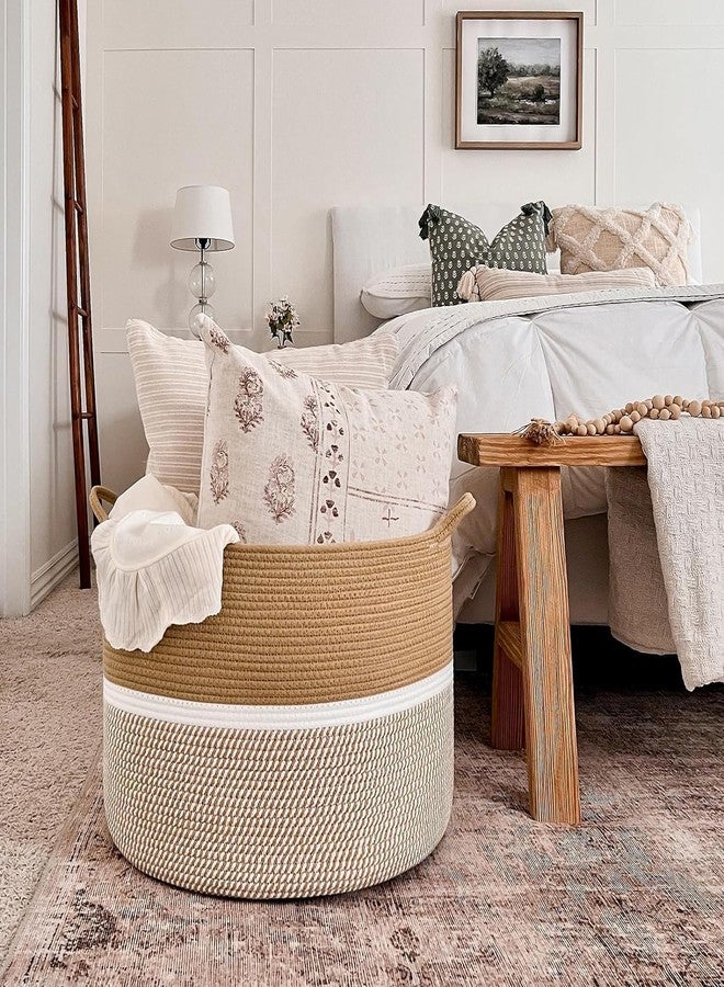 Star Choice Decor Decorative Cotton Rope Woven Laundry Basket for Extra Storage of Dirty Clothes, Toys and Blankets in Bathroom, Baby Room and Living Room (BD-02, 15x13 Inches) - Image 4
