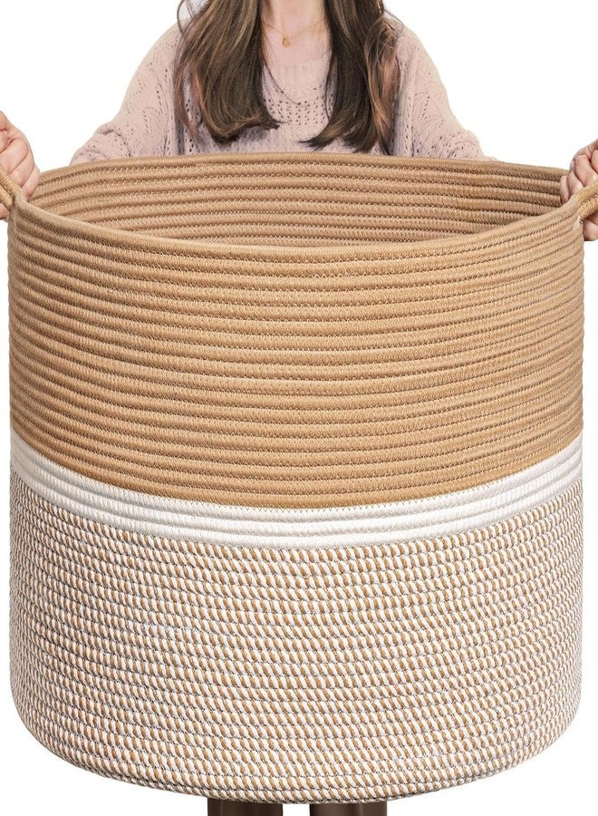 Star Choice Decor Decorative Cotton Rope Woven Laundry Basket for Extra Storage of Dirty Clothes, Toys and Blankets in Bathroom, Baby Room and Living Room (BD-02, 15x13 Inches) - Image 1