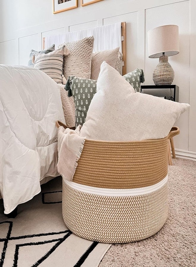 Star Choice Decor Decorative Cotton Rope Woven Laundry Basket for Extra Storage of Dirty Clothes, Toys and Blankets in Bathroom, Baby Room and Living Room (BD-02, 15x13 Inches) - Image 2