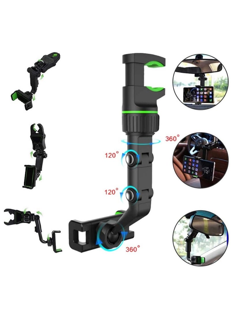 ELTRAZONE New 360° Rearview Mirror Phone Holder for Car Multifunctional Mount Phone and GPS Holder Universal Rotating Car Phone Holder, Cell Phone Automobile Cradles (Black) - Image 4