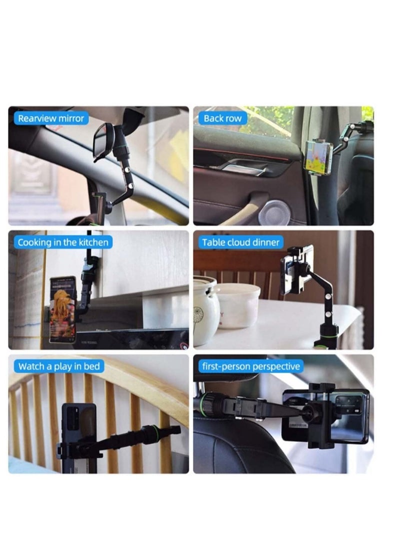 ELTRAZONE New 360° Rearview Mirror Phone Holder for Car Multifunctional Mount Phone and GPS Holder Universal Rotating Car Phone Holder, Cell Phone Automobile Cradles (Black) - Image 5