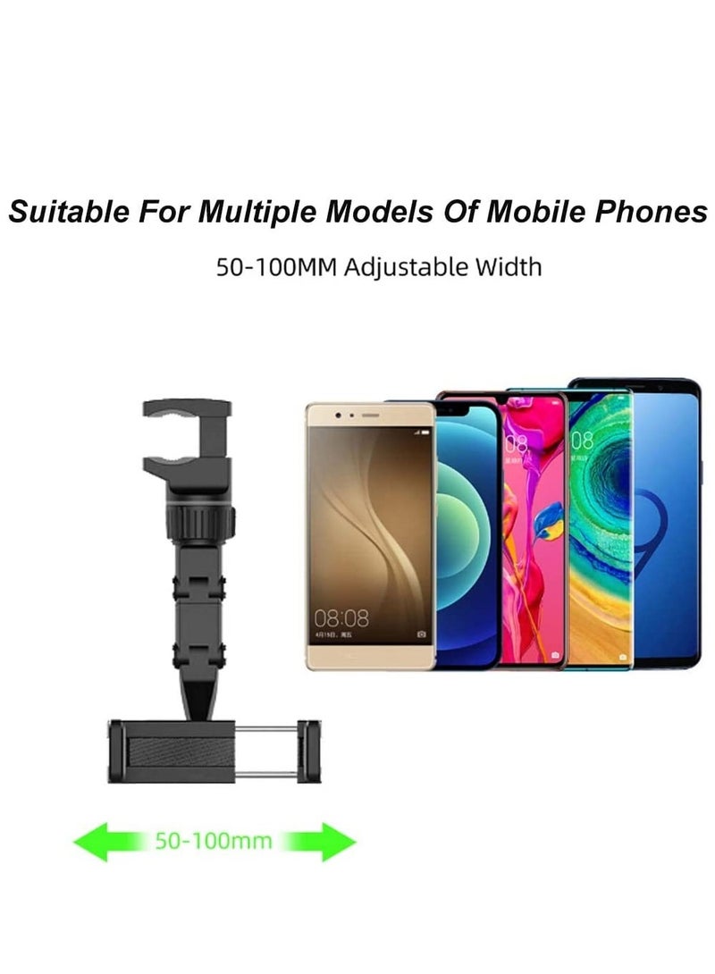 ELTRAZONE New 360° Rearview Mirror Phone Holder for Car Multifunctional Mount Phone and GPS Holder Universal Rotating Car Phone Holder, Cell Phone Automobile Cradles (Black) - Image 3