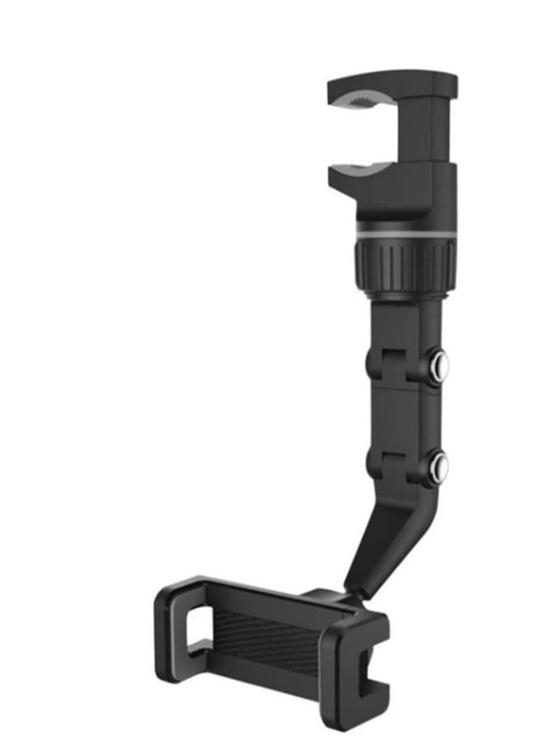 ELTRAZONE New 360° Rearview Mirror Phone Holder for Car Multifunctional Mount Phone and GPS Holder Universal Rotating Car Phone Holder, Cell Phone Automobile Cradles (Black) - Image 1