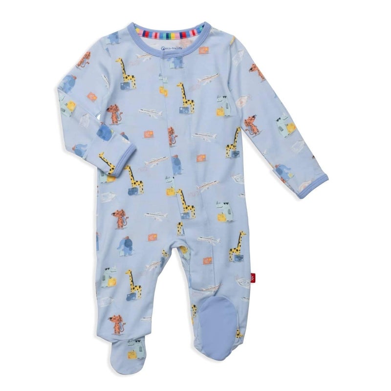 Magnetic Me Boys Modal Magnetic Baby Footie Pajamas | Silky Soft Modal Fabric | Ready Jet Go | Newborn - Image 1