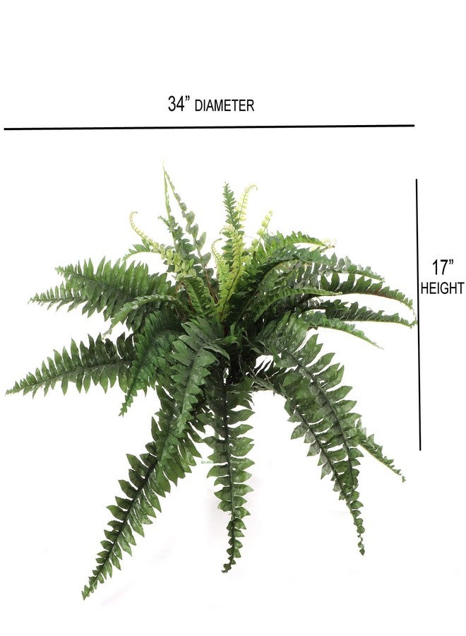 Larksilk Boston Fern Artificial Plants - UV Resistant, Indoor or Outdoor Plant, Hanging Basket or Planter, 34" Inch Diameter 42 Fronds - Image 2