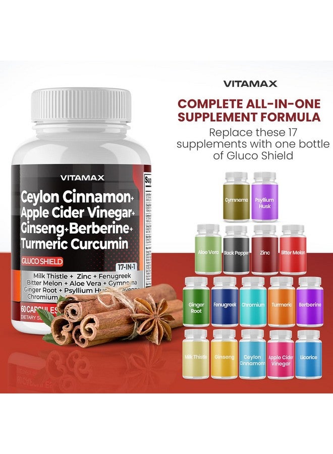 فيتاماكس قرفة سيلان، خل التفاح، كركم - دعم صحة الجلوكوز - باناكس جينسنغ، بربارين، بطيخ مر، شوك الحليب، حلبة - غير معدل وراثيًا - صنع في الولايات المتحدة الأمريكية - 60 قرصًا - Image 4