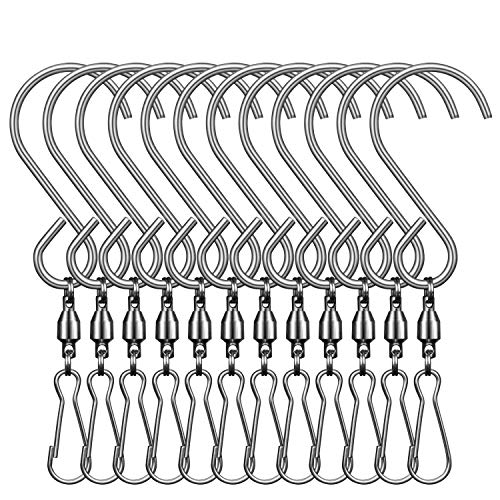 SINGARE Swivel Clip Hanging Hooks Stainless Steel for Hanging Wind Spinners Wind Chimes Crystal Twisters Party Supply-12 Pack (Swivel Hooks) - Image 1