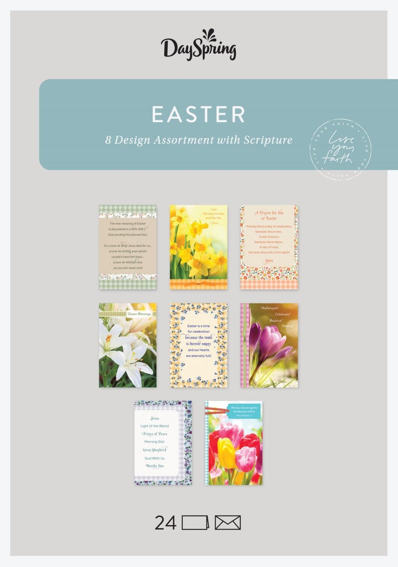 DaySpring - Easter Blessings - 8 Design Assortment with Scripture - 24 Easter Boxed Cards and Envelopes (U1617) - Image 1