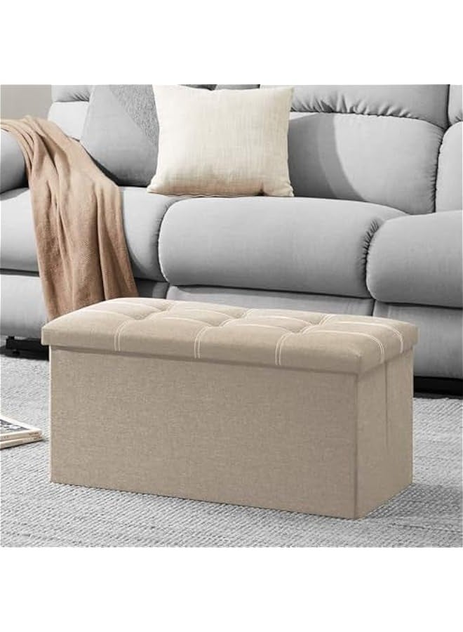 TRASSLE Storage Stool,Foldable Storage Ottoman Box,Padded Seat for Dorm Living Room,Versatile Space-Saving Storage Toy Box,for Bedroom Hallway  - Image 3