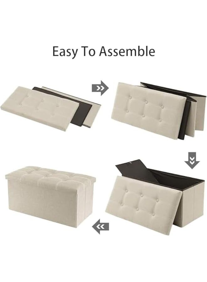 TRASSLE Storage Stool,Foldable Storage Ottoman Box,Padded Seat for Dorm Living Room,Versatile Space-Saving Storage Toy Box,for Bedroom Hallway  - Image 5