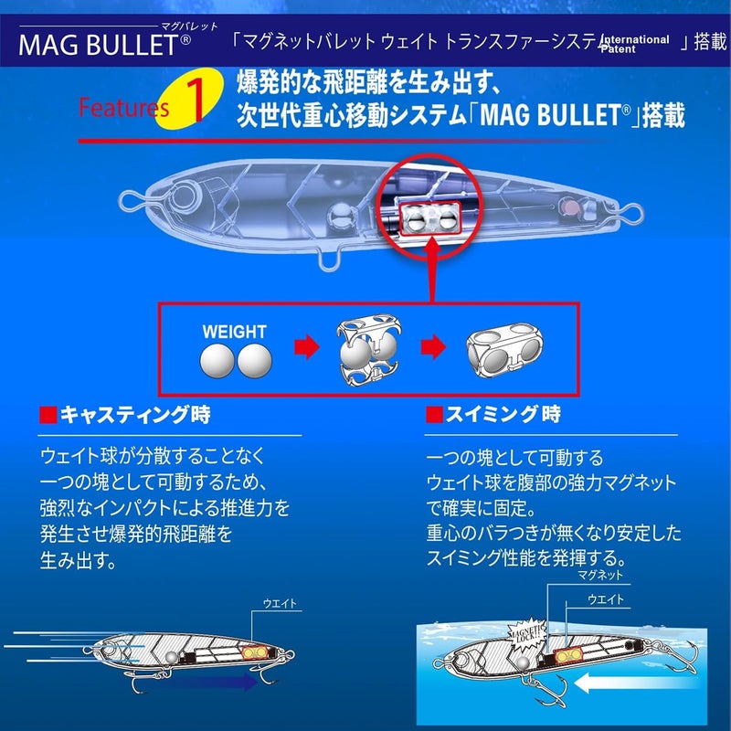 DUEL Bullet Dive Lure, 5.5 inches, Floating Fishing Gear, Keimura Anchovy - Image 3