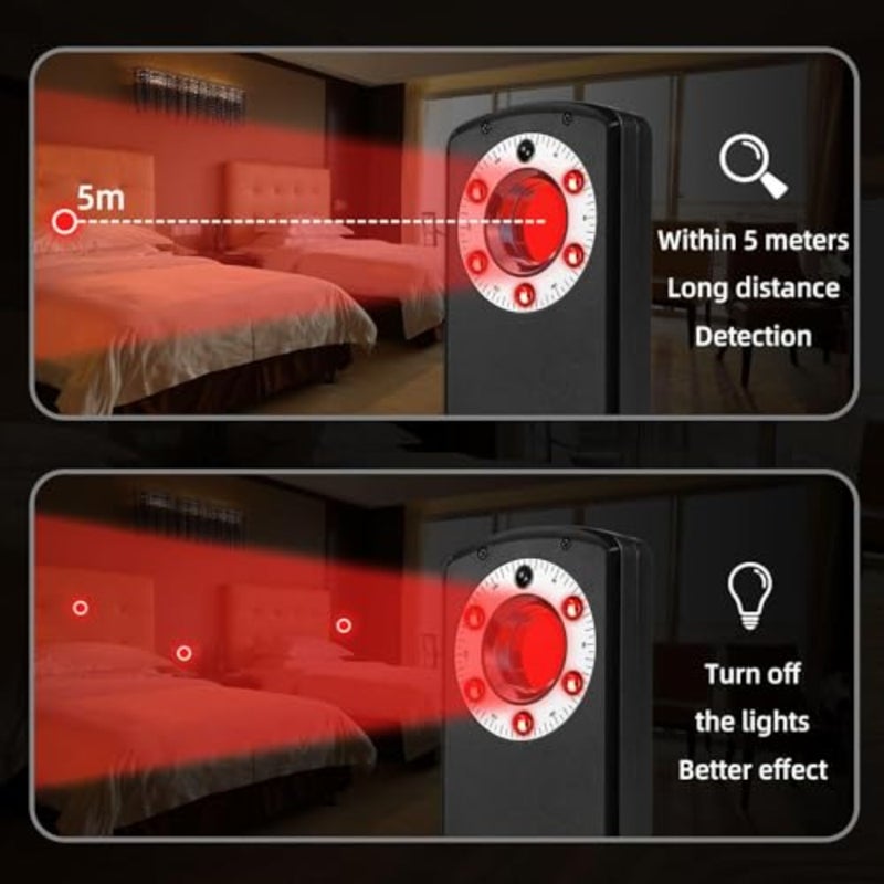 Portable infrared camera and listening device detector for home office travel car use, made of durable ABS plastic, black color, detects hidden cameras and wireless signals - Image 2