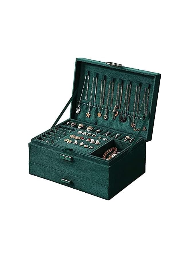 PROMASS Jewelry Box Makeup Cosmetic Case for Women 3-Layer Jewelry Box Organize Jewelry Box with Lock Jewelry Holder - Image 2