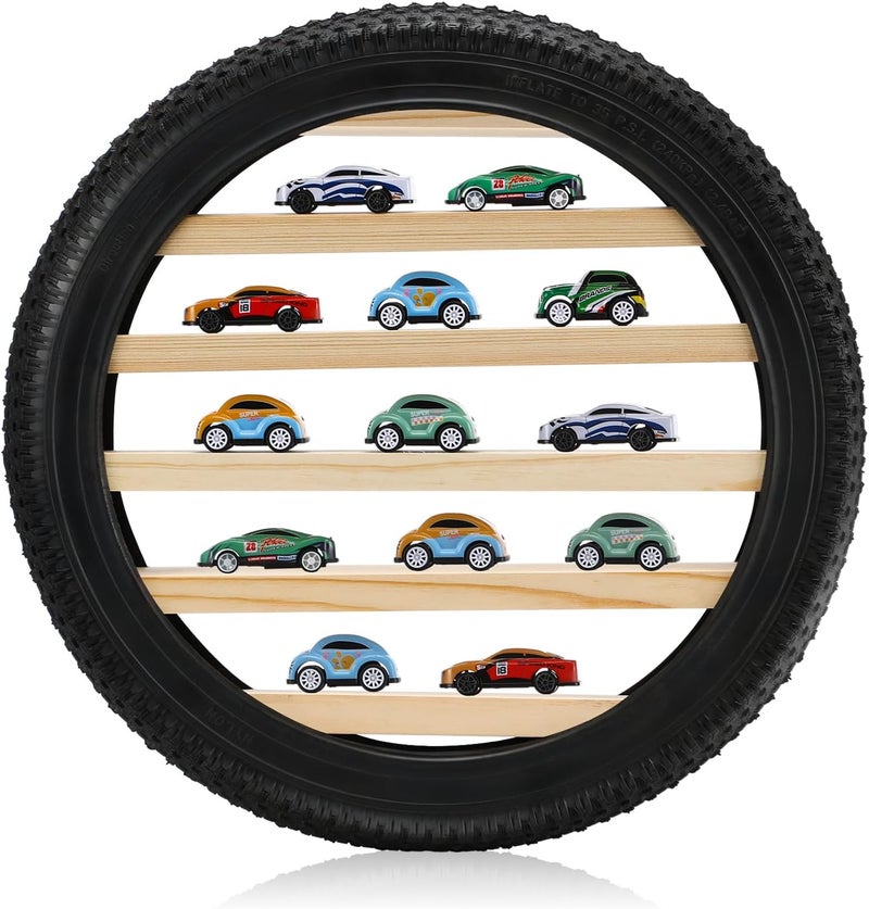 Lineshading Tire Toy Box Wall Car Display Shelf for 1/64 Scale Collectible Cars (Diameter 16 Inches) - Image 1