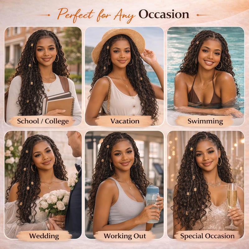JINHUI Human Braiding Hair Mix Synthetic Deep Wave Bulk Hair for Braiding, 18 Inch Wet and Wavy Braiding Hair 2 Pcs Boho Hair for Braiding Curly Bohemian Hair Extensions - Image 5