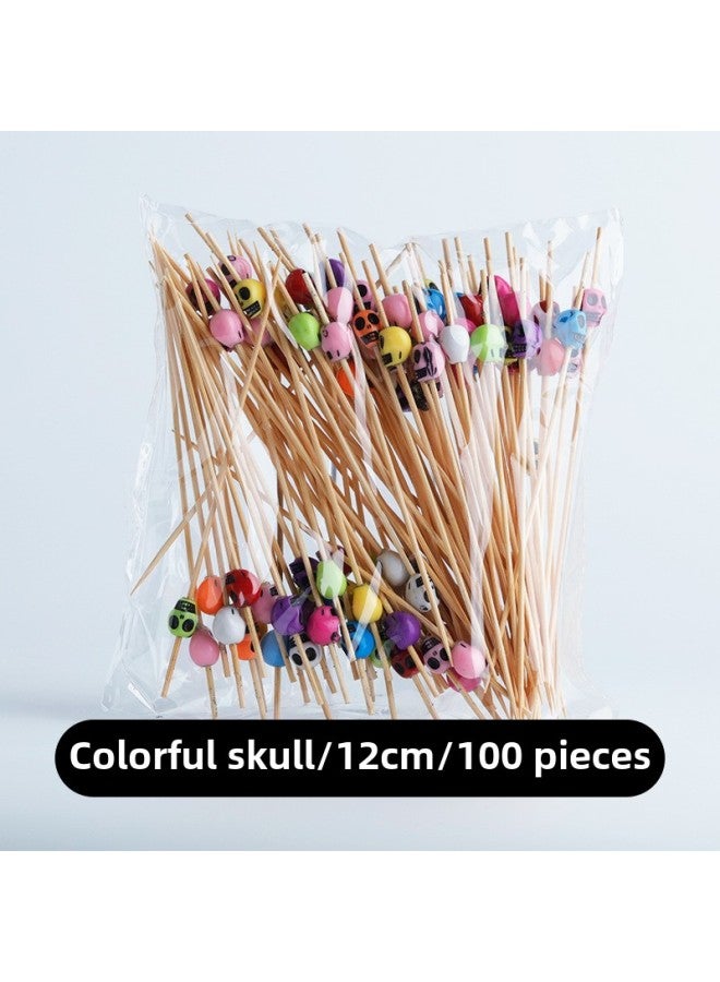 Disposable Fruit Fork Fruit Sticks Bamboo Sticks Flower Sticks Sugar-Coated Berry String Sticks Cocktail Sandwich Sticks Dessert Decoration-Color:(Hot) Color Skeleton ]  - Image 1