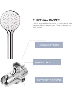 Excefore Hose Bracket for Bathroom Accessory, Shower Three-way Way Arm Inch Use Water Mounted Hardware, Three Valves Head Divider, For Rain Shower Head & Handheld Shower Head  - Image 5