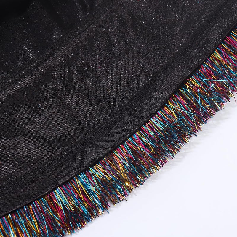 Noomelfish Girls Tinsel Fringe Skirt Sparkly Tassel Metallic Party Skirt, Rainbow, Size 11-12 Years - Image 4