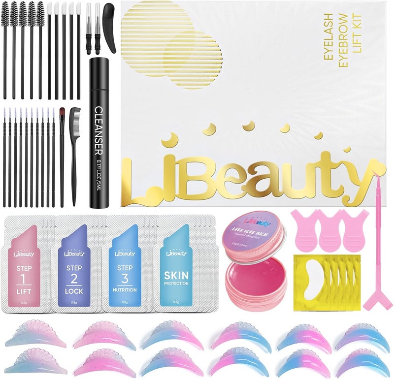 Libeauty Updated Lash Lift Kit Eyelash Perming Kit Lash Perm Kit with Lash Lift Balm Upgrade Lash Lift Shields for Salon and at Home Use
