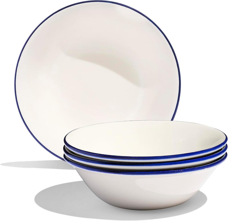 Madein Made In Cookware  Set of 4  Side Bowls  White With Navy Rim  Porcelain  Crafted in England - Image 1