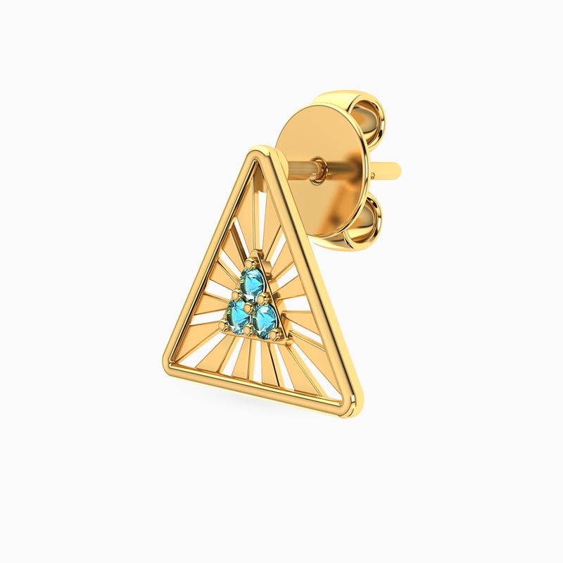 Miss L' by L'azurde Triangle Colored Stones Stud Earrings in 14K Gold - Image 3