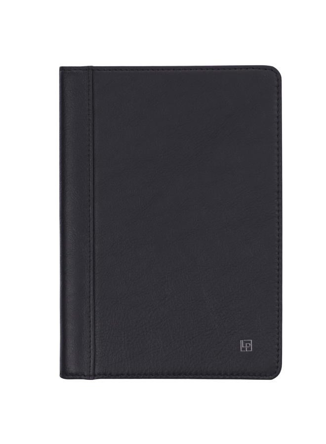 Leatherpress Leather Refillable Journal/Writing Notebook, 120gsm Thick Paper, 160 Pages, (8.6” x 6.1” x .8”), Full-grain African Leather, Heritage Collection, Fedora Black, Dotted - Image 1