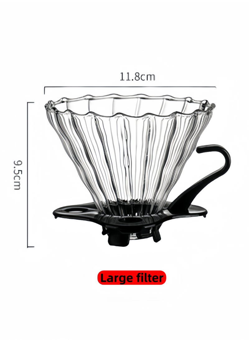 nihao 4 PCS Pour Over Coffee Share Pot With Filter, V60 Coffee Tools, V60 Coffee Maker set with 100 pcs V60 Paper Filter, Borosilicate Glass Coffee Cup, V60 600ml Drip Coffee Brewer - Image 5