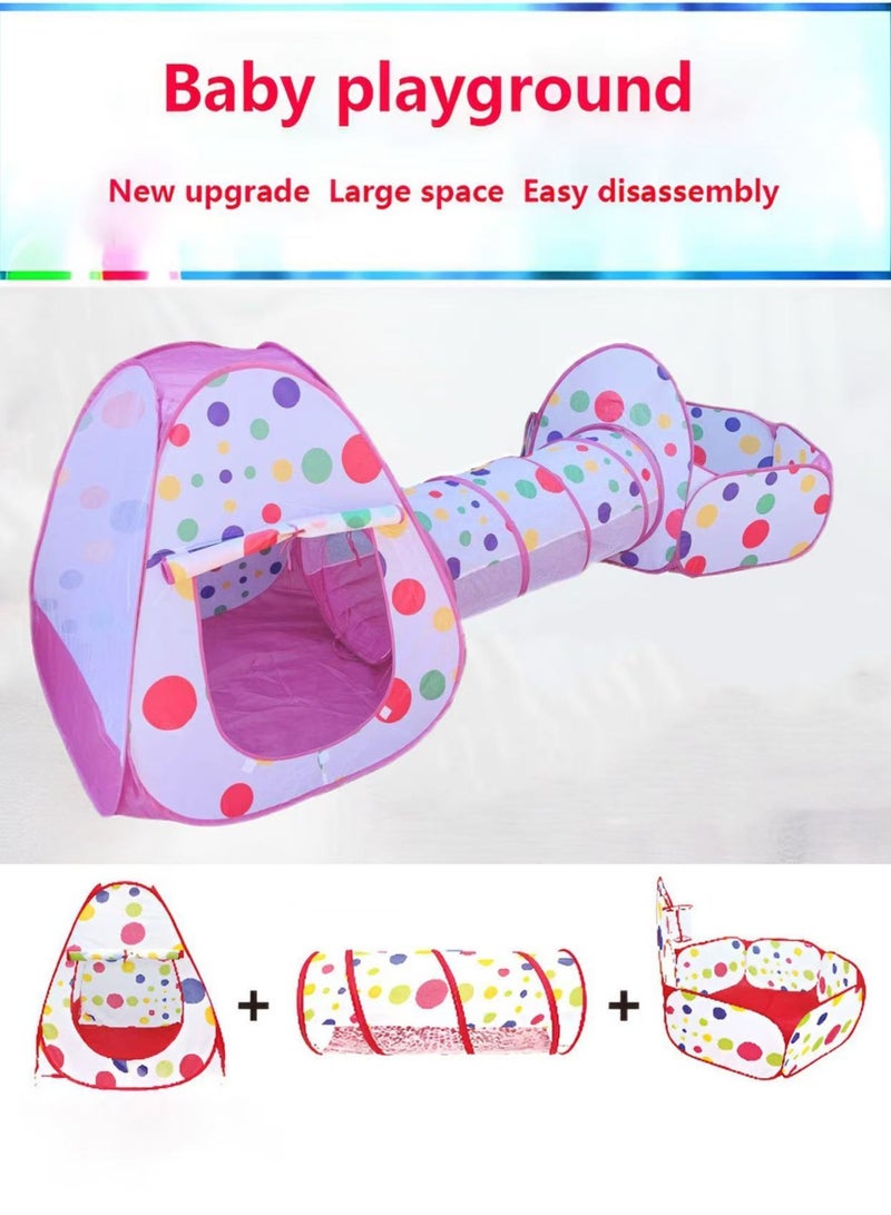 3-In-1 Pop Up Foldable Portable Indoor Outdoor Play Tent House With Tunnel And Ball Pool For Children  - Image 2
