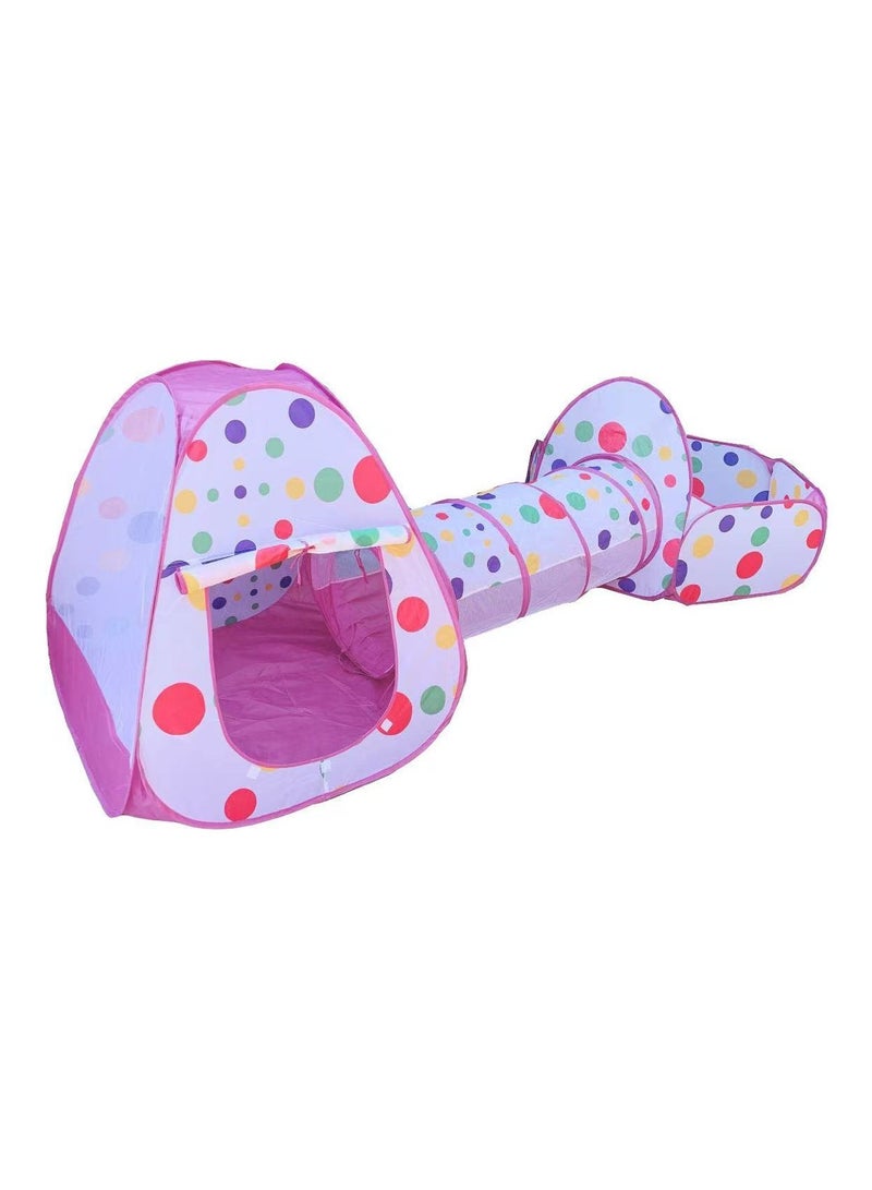 3-In-1 Pop Up Foldable Portable Indoor Outdoor Play Tent House With Tunnel And Ball Pool For Children  - Image 1
