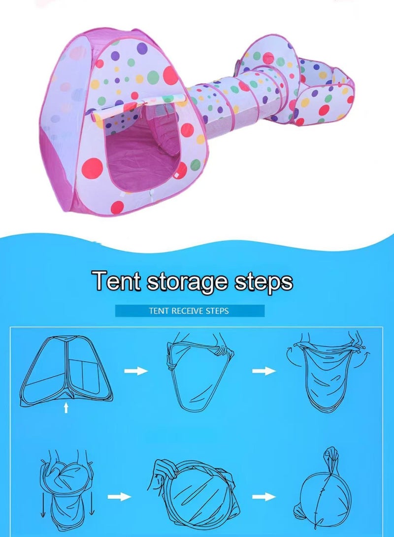 3-In-1 Pop Up Foldable Portable Indoor Outdoor Play Tent House With Tunnel And Ball Pool For Children  - Image 5