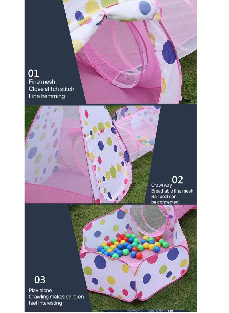 3-In-1 Pop Up Foldable Portable Indoor Outdoor Play Tent House With Tunnel And Ball Pool For Children  - Image 3