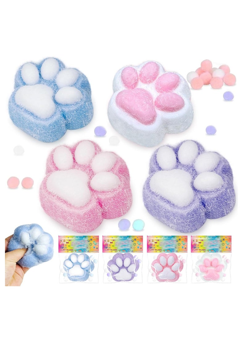 JOGAMS Stress Relief Toy Taba Cat Paw, 4Pcs Squeeze Toys Paw, Cute Sensory Toys, Taba Handmade Soft, Bouncy Stress and Relaxation Toy, Stretchable Springy Fufu Cat Paw, Fidget Toys for Adults - Image 1