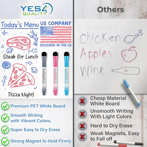 YES4QUALITY Magnetic Dry Erase Whiteboard Sheet for Fridge - 19x13 - Stain Resistant Technology with 3 Fine Tip Markers & Big Eraser with Magnet - Refrigerator White Board Planner Organizer - by Yes4Quality - Image 5