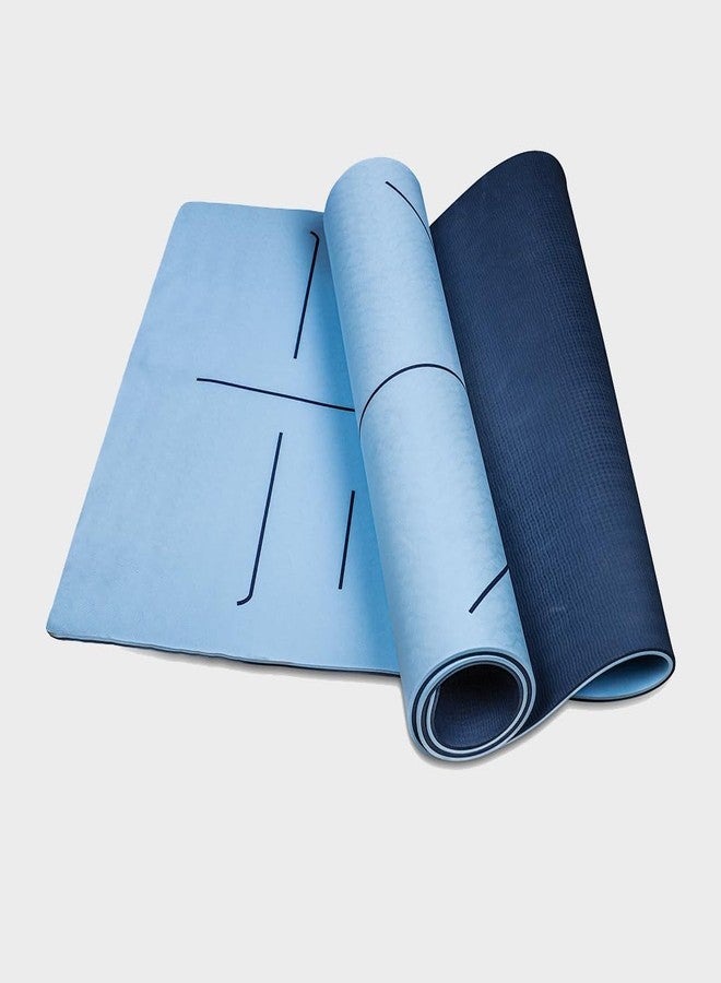 MeFree TPE Yoga Mat 6mm Thick - Sky Blue + Light Blue | Non-Slip, Eco-Friendly Exercise Mat for Yoga, Pilates, & Fitness Workouts | Lightweight & Comfortable Cushioning - Image 1