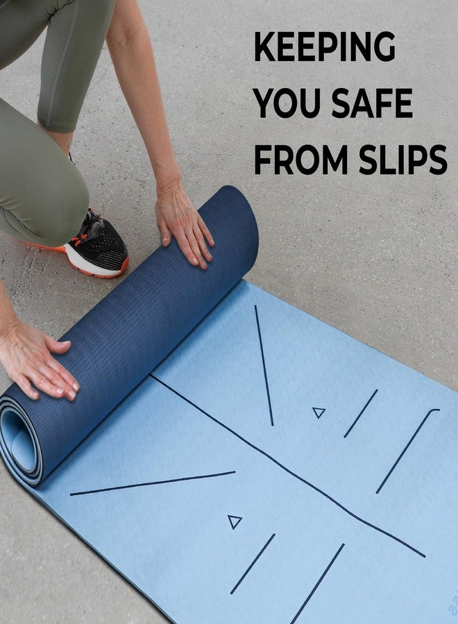 MeFree TPE Yoga Mat 6mm Thick - Sky Blue + Light Blue | Non-Slip, Eco-Friendly Exercise Mat for Yoga, Pilates, & Fitness Workouts | Lightweight & Comfortable Cushioning - Image 4