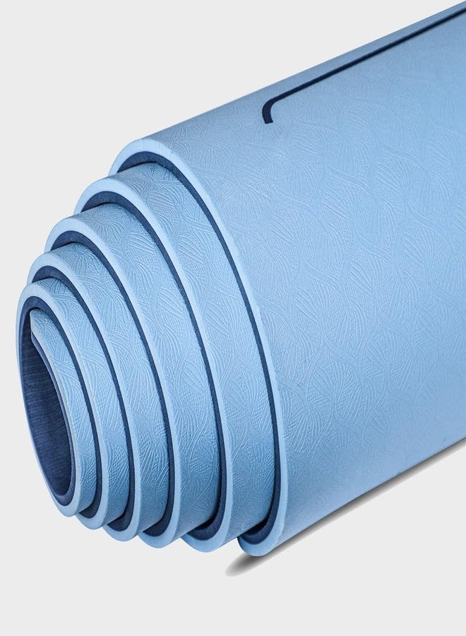 MeFree TPE Yoga Mat 6mm Thick - Sky Blue + Light Blue | Non-Slip, Eco-Friendly Exercise Mat for Yoga, Pilates, & Fitness Workouts | Lightweight & Comfortable Cushioning - Image 3