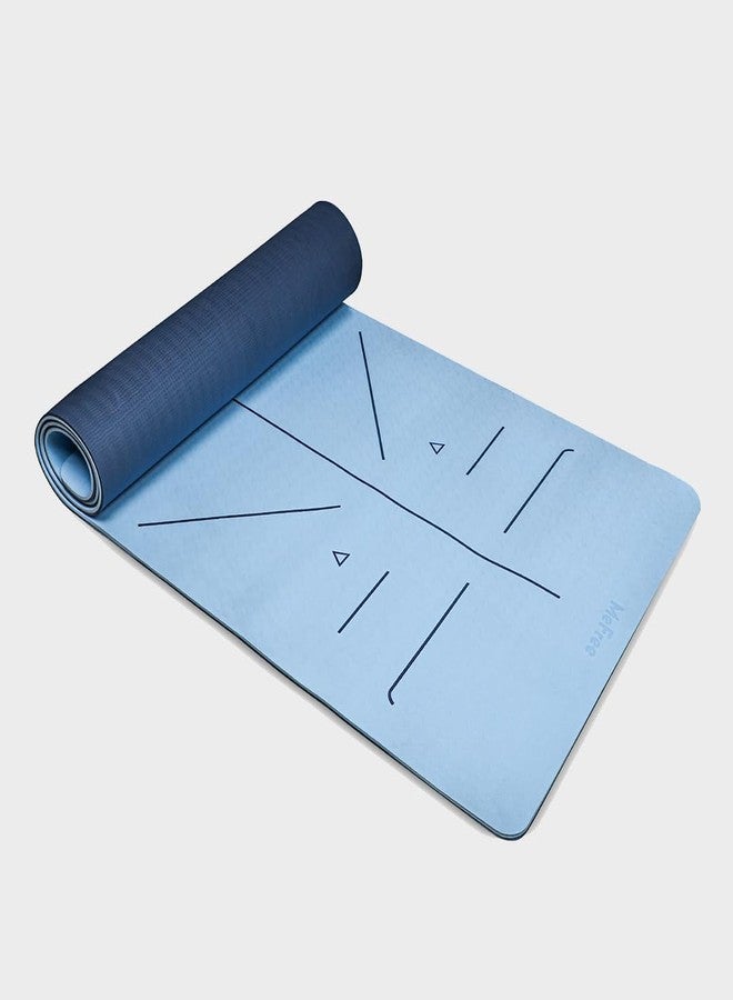 MeFree TPE Yoga Mat 6mm Thick - Sky Blue + Light Blue | Non-Slip, Eco-Friendly Exercise Mat for Yoga, Pilates, & Fitness Workouts | Lightweight & Comfortable Cushioning - Image 2