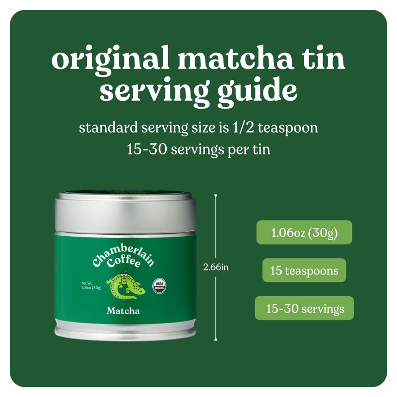 Chamberlain Coffee Ceremonial Matcha Green Tea Powder - Japanese Green Tea + Original Grade Matcha - Hot or Iced - Organic, Vegan & Gluten-Free Matcha Powder, 1.06 oz - Image 5