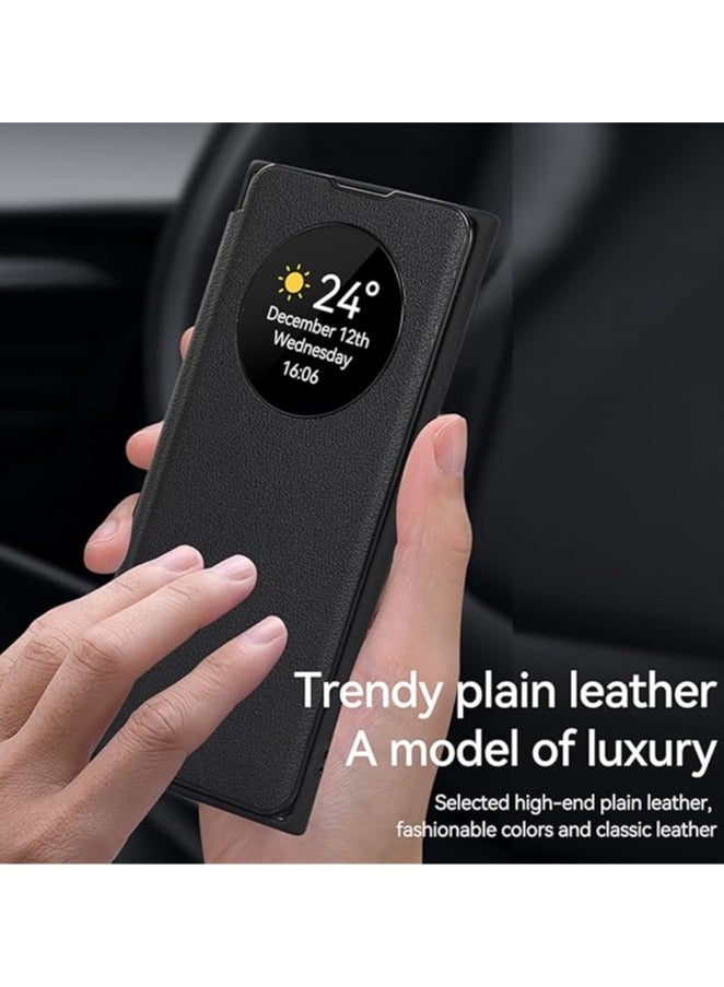 Case for Samsung Galaxy S22 Ultra, Smart Sleep/Wake Up Function Clear View Window Premium Leather Flip Cover with Card Slot Kickstand Wireless Charging Compatibility Phone Case  - Image 4