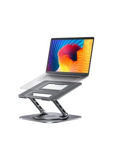 حامل لاب توب قابل للتعديل بقاعدة دوارة 360 درجة قابل للطي ومريح ومتوافق مع أجهزة ماك بوك برو حتى 16 بوصة، فضي