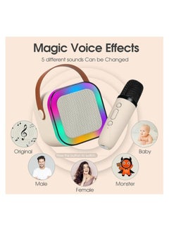 Generic Karaoke Machine for Kids Adults,Mini Portable Blue-Tooth Karaoke Speaker with 2 Wireless Microphones and Dynamic Lights,Birthday Gift,Home KTV,Outdoor,Travel(Beige)  - Image 2